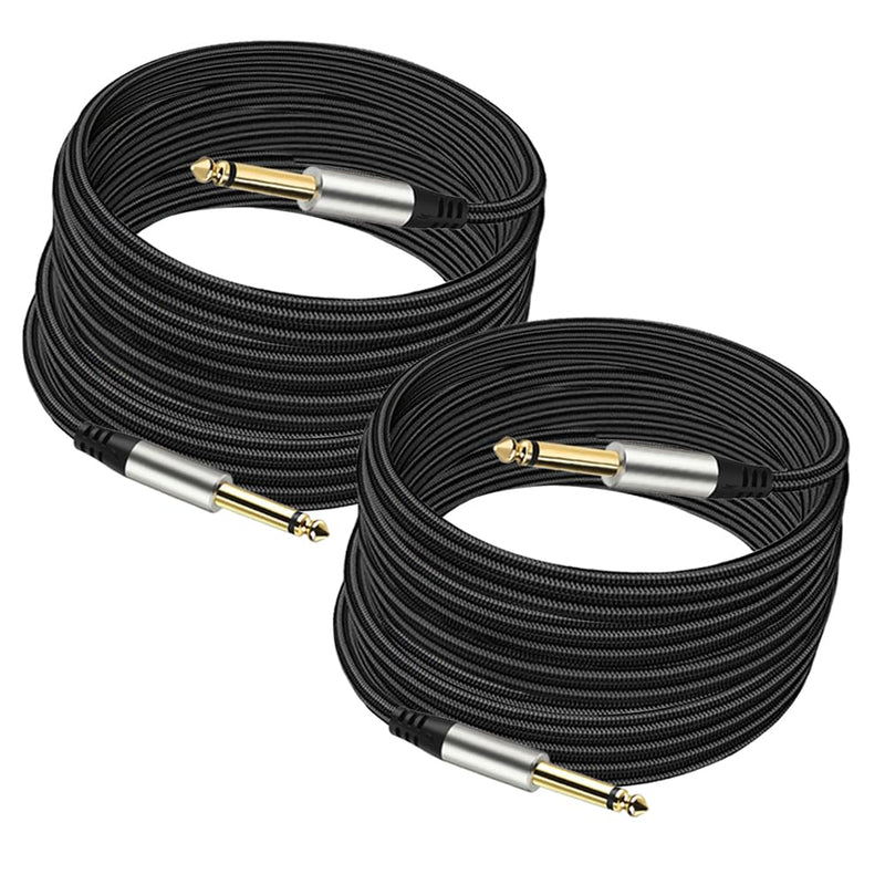 Pack of 2 Guitar Cables 1/4 Inch Instrument Cable with 6.33mm Straight TS Jack (16 Feet-2 Pack) 16 Feet-2 Pack