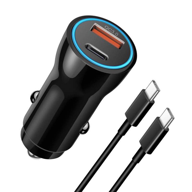 iPhone 16 15 Car Charger, [Apple MFi Certified] USB C Car Charger 43W Fast Charging with 3.3 FT USB C to USB C Cable, PD USB-C & QC 3.0 USB Car Adapter for iPhone 16 15 Pro Max Plus Black 1 Pack