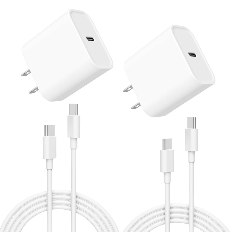 Phone 15 Charger [MFi Certified] 2 Pack 20W USB C Fast Wall Charger Block with 2 Pack 6 FT USB-C to C Cable for iPhone 15/iPad Series, Galaxy, AirPods Pro 6FT