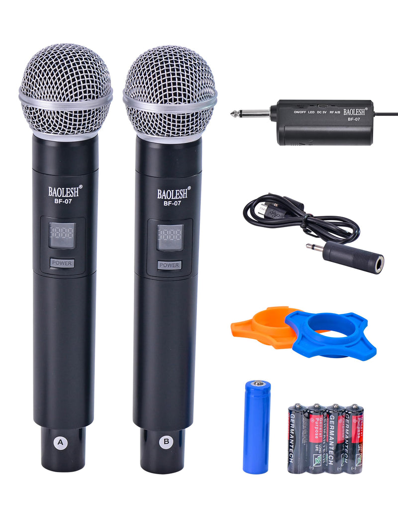[AUSTRALIA] - Dual Wireless Microphones Karaoke for Singing, Cordless Dynamic Microphone System for Long-Distance Use, with Rechargeable UHF Receiver, Perfect for Karaoke, Church, Speech, Wedding, Party 