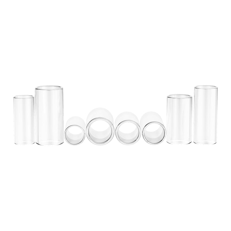[AUSTRALIA] - Multisize Glass Guitar Slide for Electric and Acoustic, 8pcs Guitar Slides Includes Extra Large, Large, Small, Medium Sizes, Ideal for Resonator, Knuckle, and Tube Playing multisize clear 