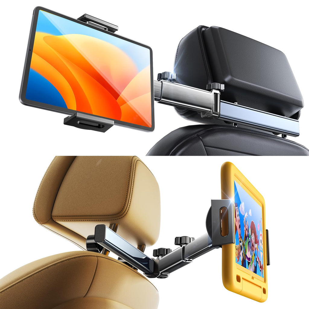 LISEN Tablet Holder for Car Headrest Road Trip Essentials for Kids, iPad Holder for Car Mount 2024 [Extension Arm] Car Tablet Holder Back Seat, 4.7-11" Tablet iPad Pro, Air, Mini, Galaxy, Fire