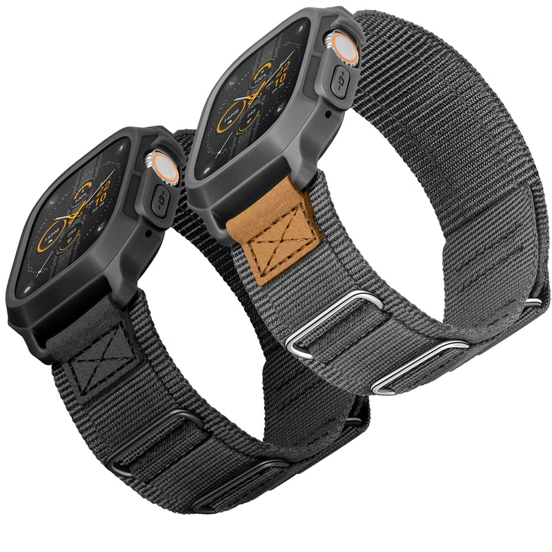 Bundle of the Rugged Nylon Velcro Apple Watch Ultra Band 49mm (BlackTags/Grey)