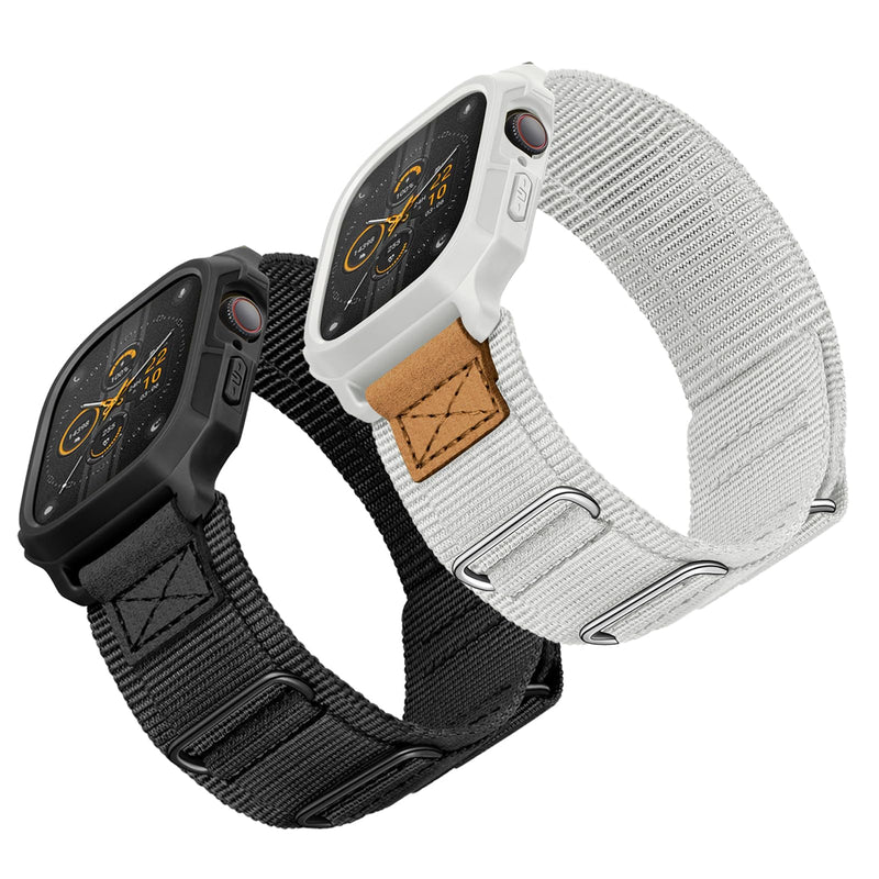Bundle of the Rugged Nylon Velcro Apple Watch Band (Apricot grey/Black Tag)