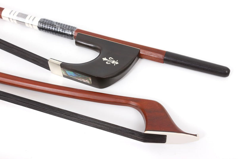 [AUSTRALIA] - Upright Double Bass German Bow 3/4 size Powerful Sound Black Natural Mongolia Horse Hair Brazilwood stick Well balance Ebony frog Nice shell inlay(black hair) black hair 