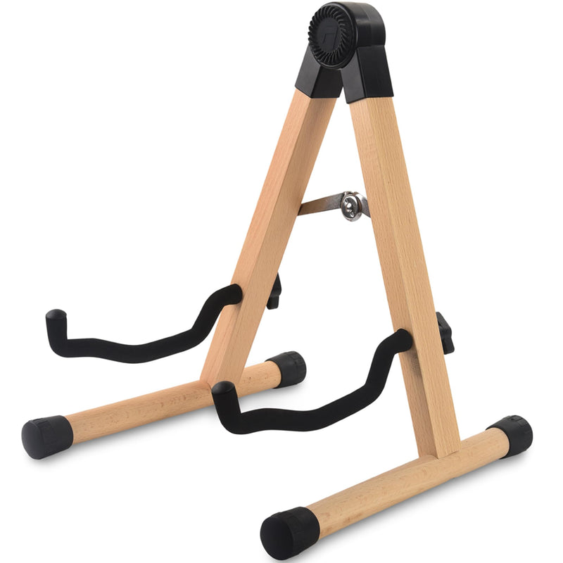 WOTLLA® Guitar Stand, Guitar Stands Floor with Sponges A Frame Folding Guitar Stand for Guitars Bass Cello Mandolin Banjo, Gifts for Guitar Players Beech Wood