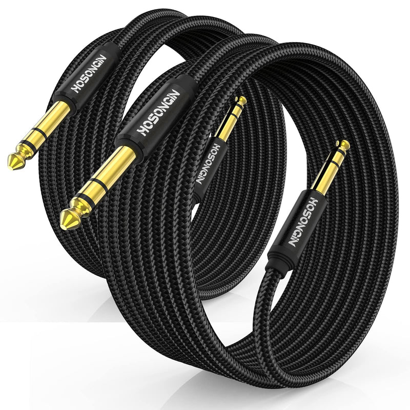 HOSONGIN 1/4 Inch TRS Instrument Cable 20ft 2-Pack [Nylon Braided Shielded], 1/4 Inch to 1/4 inch TRS Male to Male Plug Stereo Audio Cord, Quarter Inch 6.35mm Balanced Interconnect Line - 20 feet 1/4" TRS Cable - 2 Pack