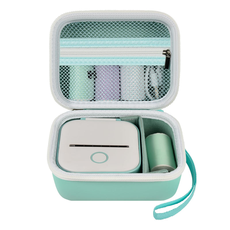 ANKHOH Label Maker Case for Memoking T02/ for Phomemo M02/ M02S/ M02 Pro/ Q30S/ for Ponek Mini Pocket Printer, Portable Sticker Printer Storage Holder Organizer Bag Paper&USB Cables, Box Only (Green) green