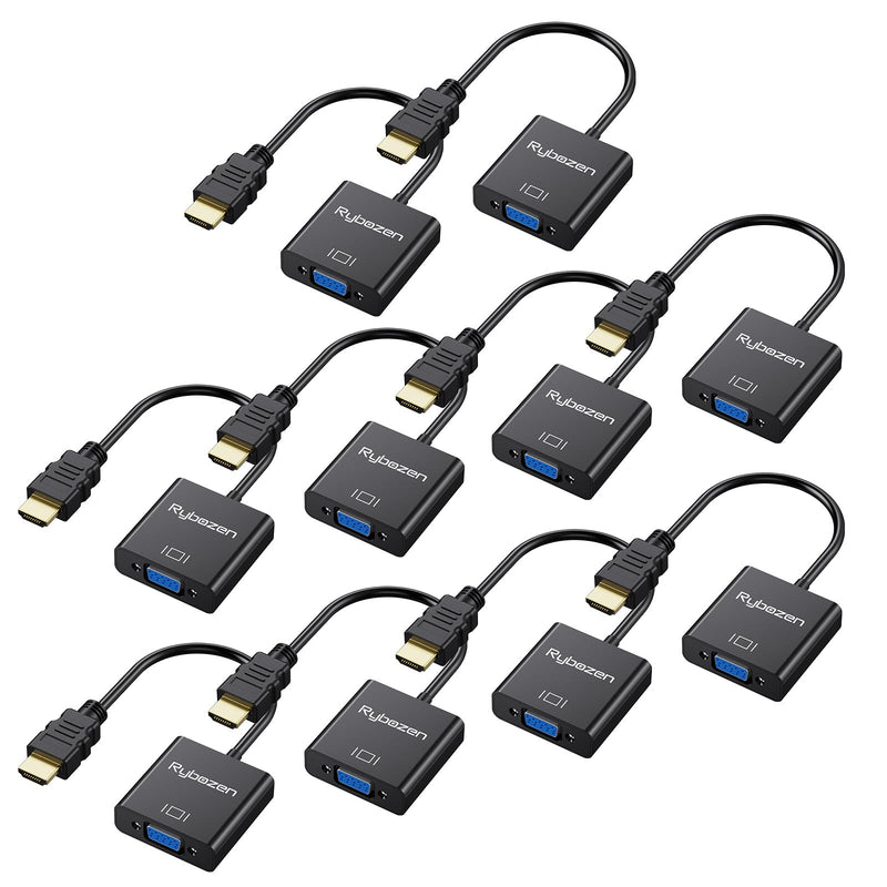 HDMI to VGA Adapter 10 Pack, Gold-Plated HDMI to VGA Converter (Male to Female), Compatible for Computer, Laptop, PC, Monitor, Projector, HDTV, Chromebook, Raspberry Pi, Roku, Xbox and More