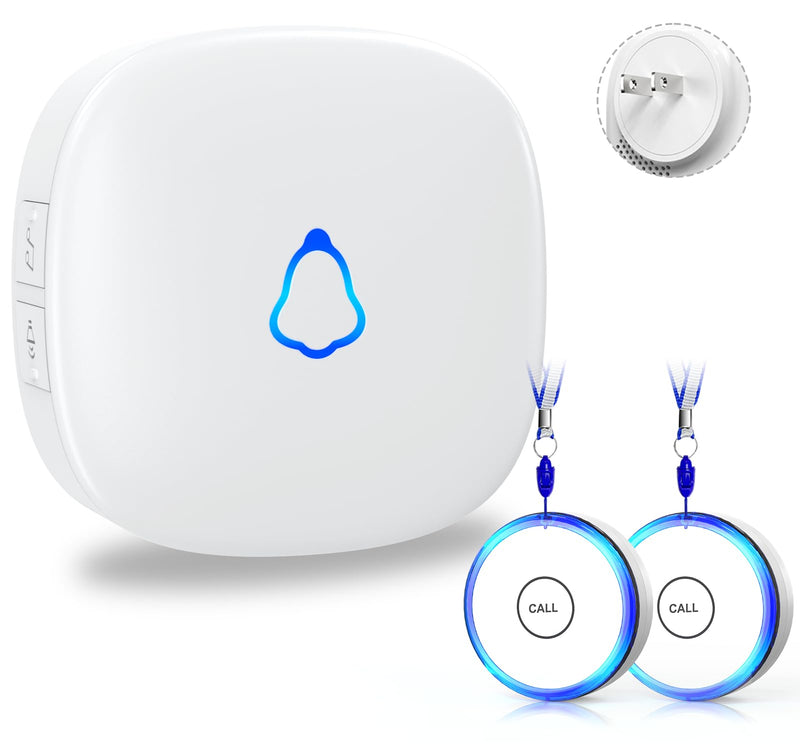 Caregiver Pager Wireless Call Button for Home, Life Alert SOS for Monitoring Elderly Assistance Products Emergency Bell Panic Button Nurse Calling for Seniors Patients Disabled Care,Waterproof 1 Receiver+ 2 Call Button