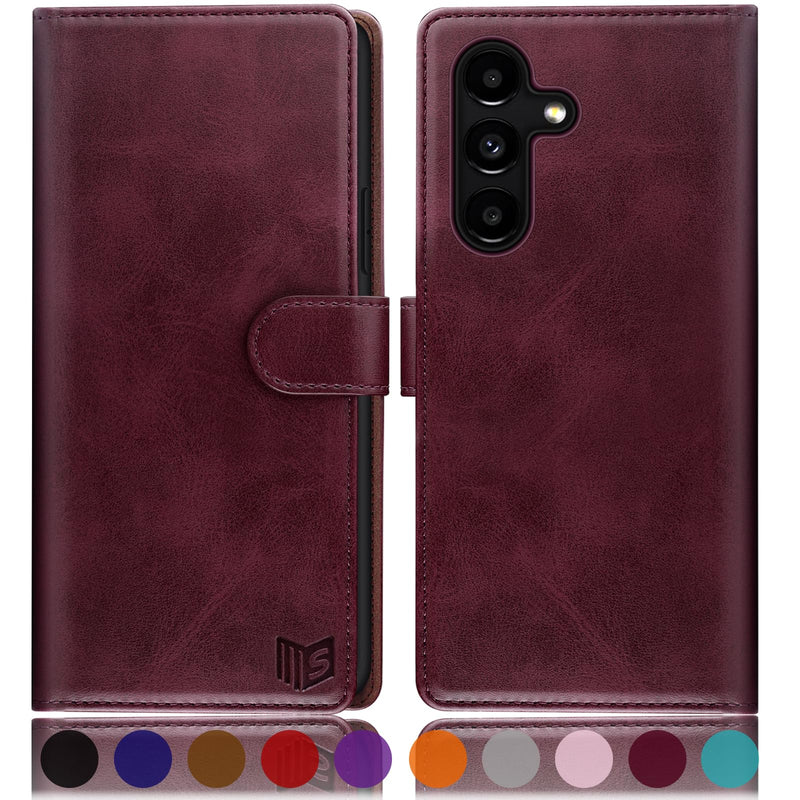 SUANPOT for Samsung Galaxy S24 Plus/S24+ Wallet case with RFID Blocking Credit Card Holder,Flip Book PU Leather Protective Cover Women Men for Samsung S24Plus Phone case Wine Red