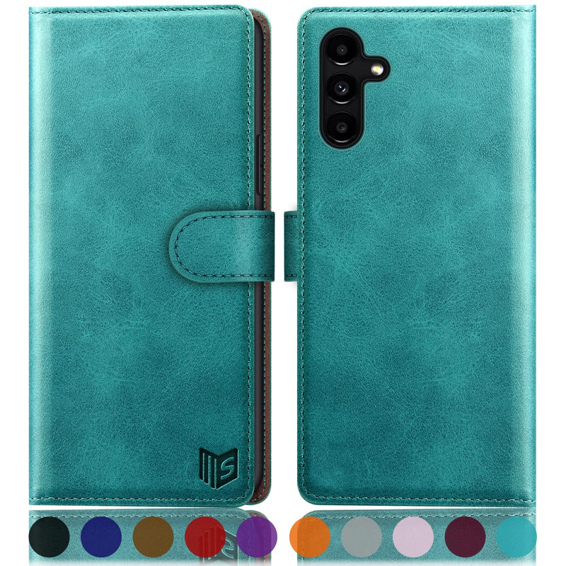 SUANPOT for Samsung Galaxy A15 5G Wallet case with RFID Blocking Credit Card Holder,Flip Book PU Leather Protective Cover Women Men for Samsung A15 Phone case Blue Green