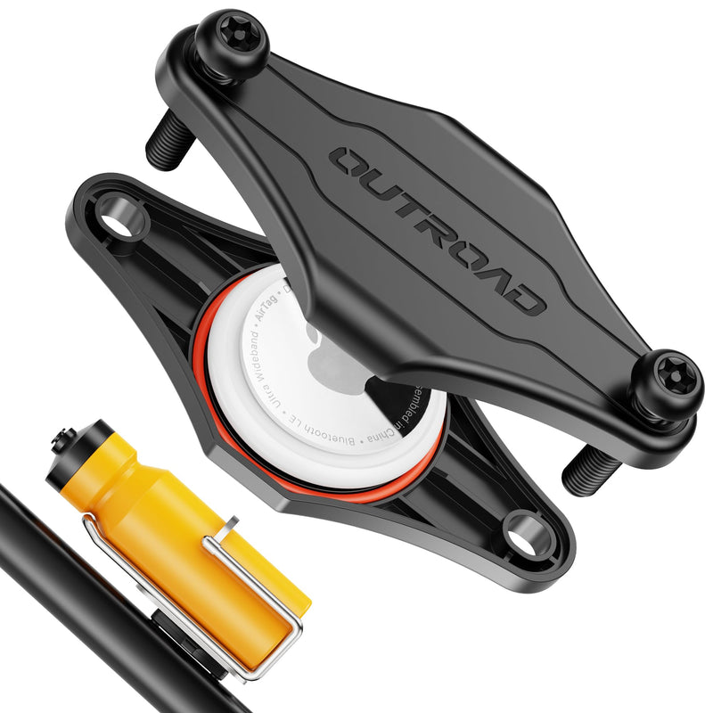 CITYWAY Waterproof AirTag Bike Mount, Hidden Under Bottle Cage | M5 Black Security Screws | Light Weight, Inconspicuous Security (Black) 1 Pack