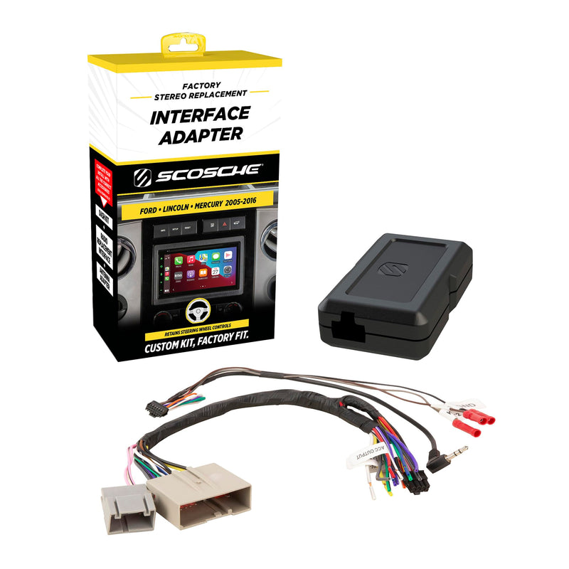 Scosche FD5K-WP Factory Stereo Replacement Interface Adapter Kit, Compatible with Select 2005-2016 Ford, Lincoln & Mercury, Car Radio Wiring Harness, Retains Steering Wheel Controls & OEM Amplifier