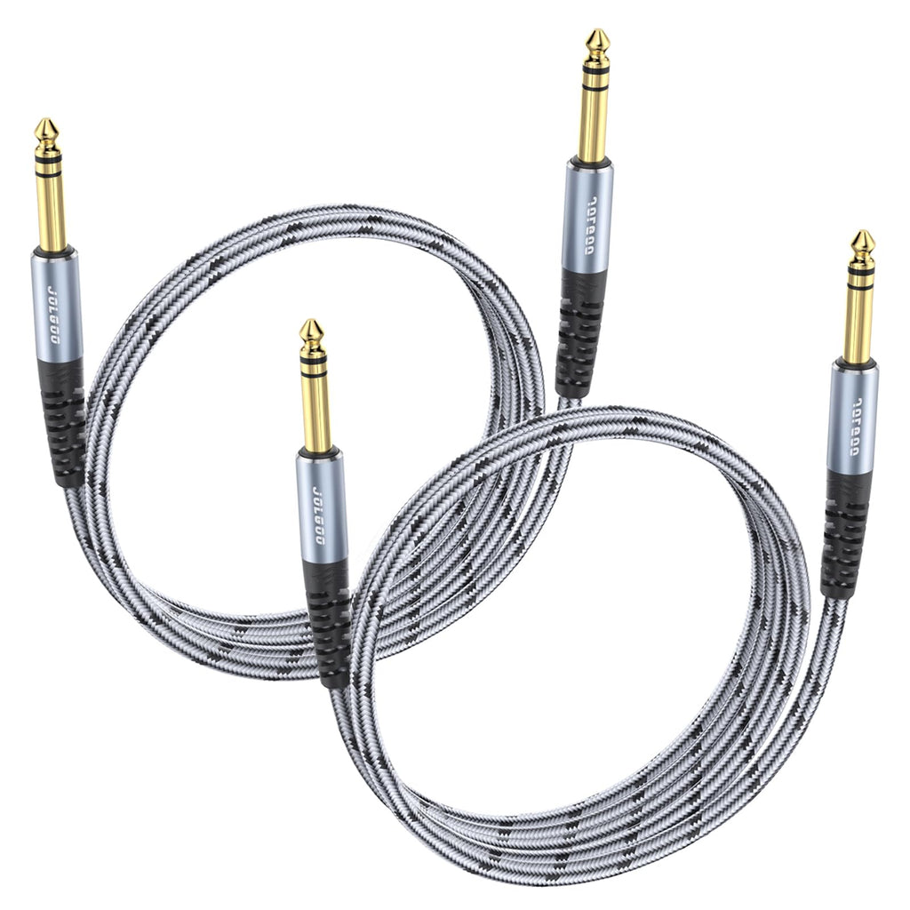 1/4 Inch TRS Instrument Cable 3.3 FT 2-Pack, Quarter inch Audio Cable, 6.35 Balanced Interconnect Line for Electric Guitar, Bass, Keyboard, Mixer, Amplifier, Speaker, Electric Mandolin 3.3 Feet TRS Cable 2-Pack Grey