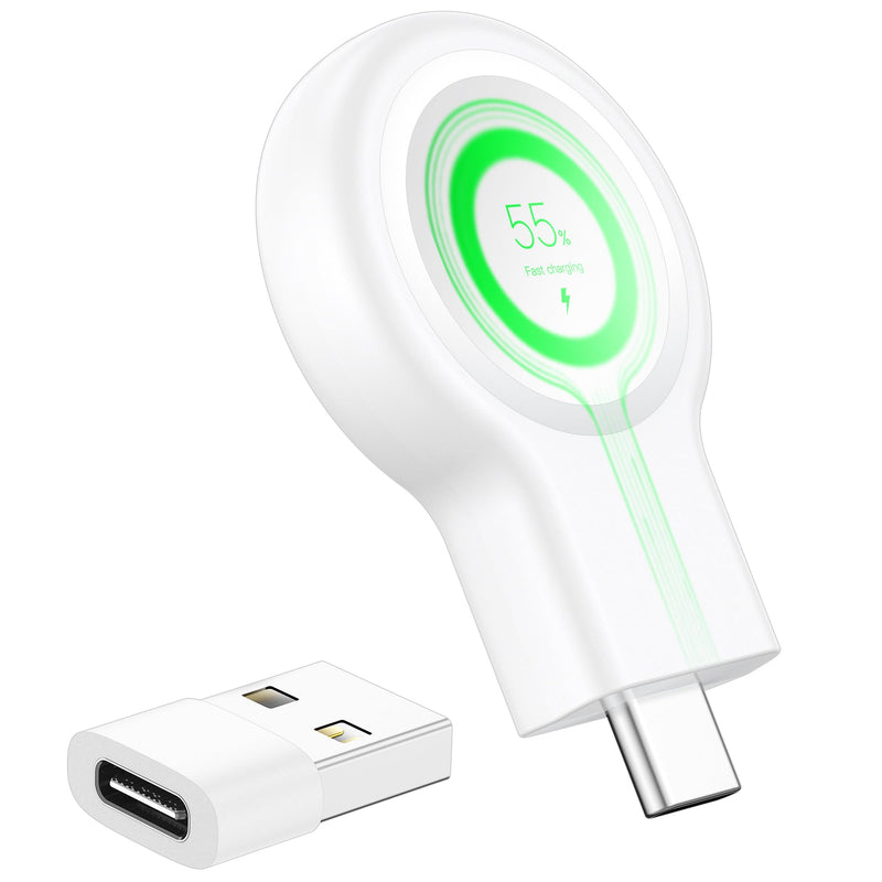 𝟐𝟎𝟐𝟒 𝐔𝐩𝐠𝐫𝐚𝐝𝐞 for Apple Watch Charger,Magnetic Portable iWatch Charger USB C&USB A Fast Wireless Charging Travel Battery Charger for iWatch Ultra2/Ultra/SE2/SE Series 9/8/7/6/5/4/3/2/1 AA-White