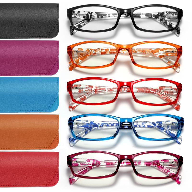 5 Pack Reading Glasses for Women - Blue Light Blocking Spring Hinge Computer Readers Anti Glare UV Eyeglasses C_mix 1.5 x