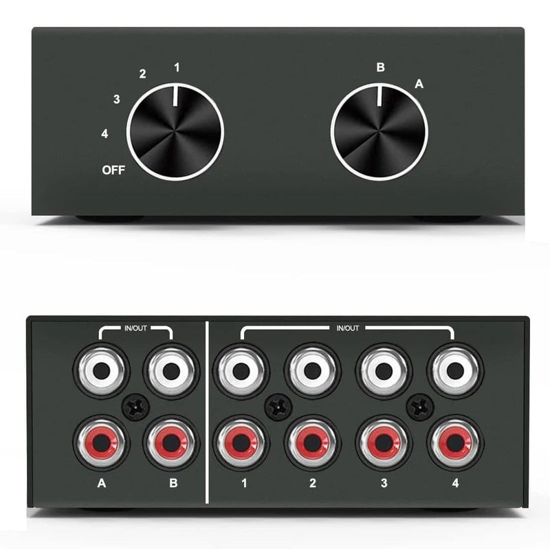 [AUSTRALIA] - 4 Way RCA Switcher 2 in 4 Out L/R Sound Channel Bi-Directional Audio Swith Splitter for DVD Stereo Speaker CD Player 