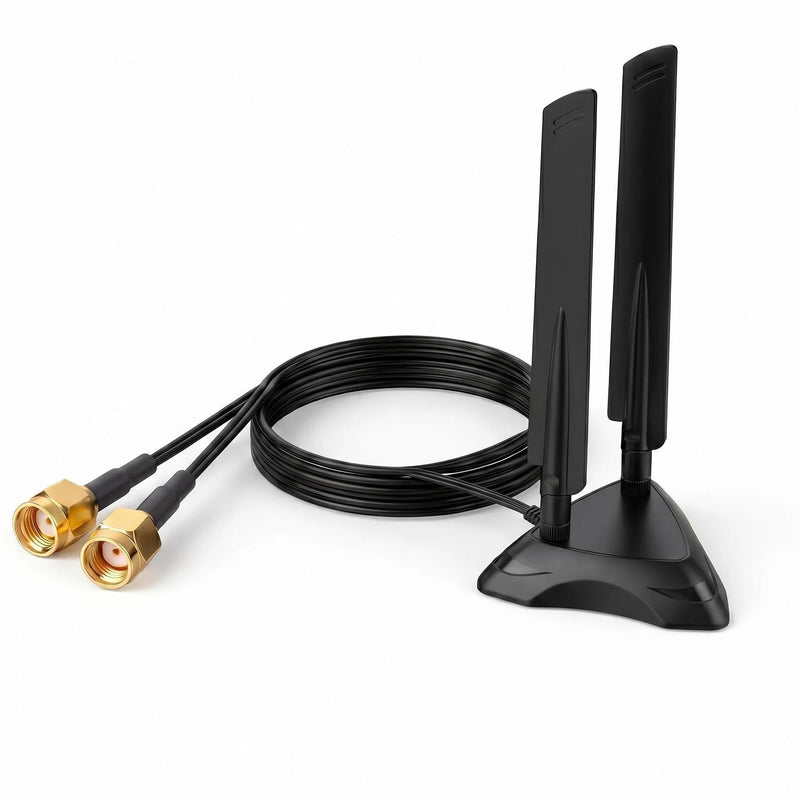 Dual Band 2.4GHz 5GHz 5.8Ghz RP-SMA Gaming WiFi 6E 802.11ac/ax Wireless Antenna with Magnetic Base for Intel AX201 AX200 PCIe NGFF USB Card PC Desktop PCIe WiFi Card Wireless Network Router