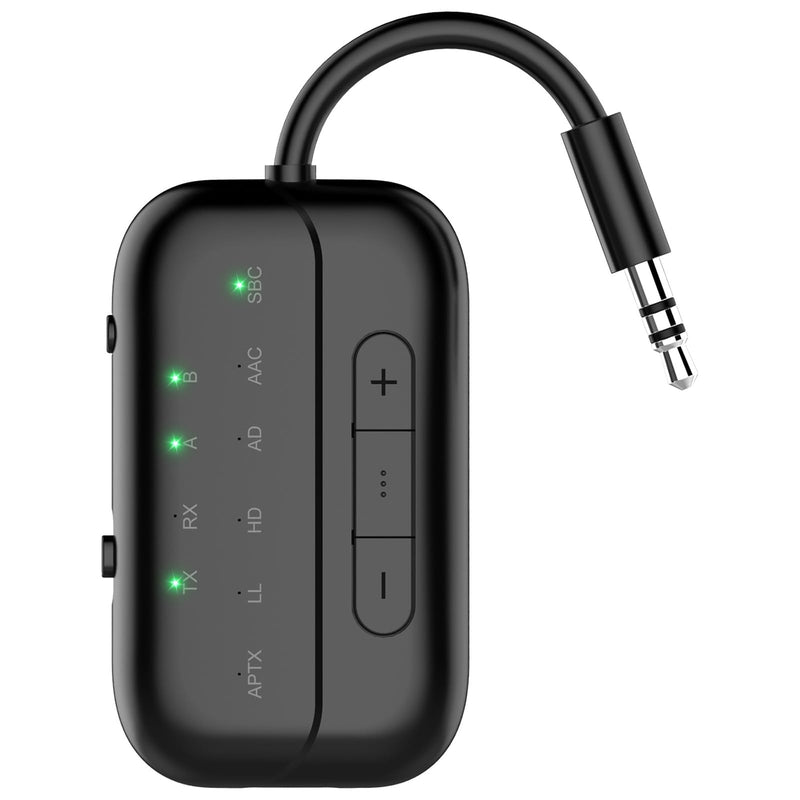 [AUSTRALIA] - Bluetooth Transmitter Receiver, 2-in-1 V5.3 Wireless Adapter, Bluetooth Audio Transceiver for Airplane TV PC MP3 Gym Switch,Bluetooth Receiver for Speakers Headphones,aptX Low Latency & HD Black 