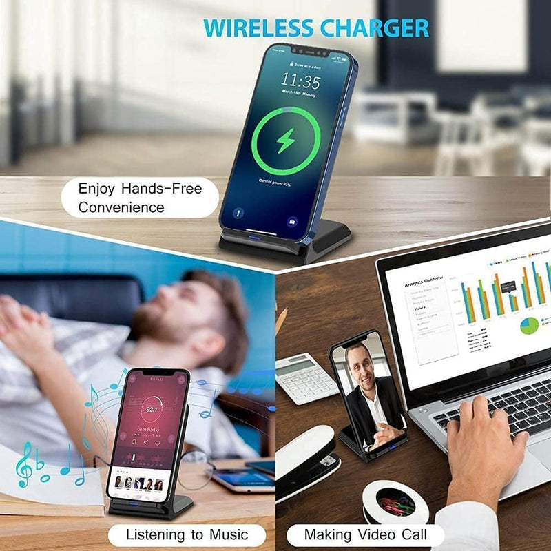 Samsung Wireless Charger, 15W Fast Charging Stand for Samsung Galaxy S24/S23 FE/S23 Ultra/S22/S21/S20, Android Phone Wireless Charger Stand for Google Pixel 8/8 Pro/7a/7 Pro/6, iPhone 15/14/13/Pro/Max Black