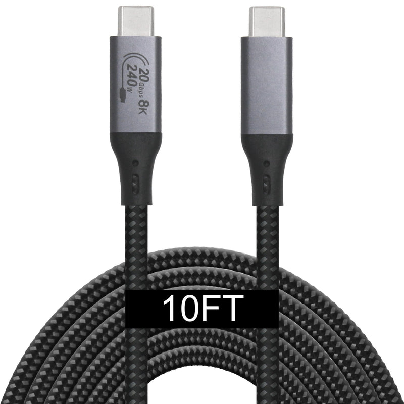 10-Foot USB4 Cable Compatible with Thunderbolt 3, Thunderbolt 4 and USB-C - Supports 8K HD Display, 20gbps Data Transfer, 240W Charging 10 Foot