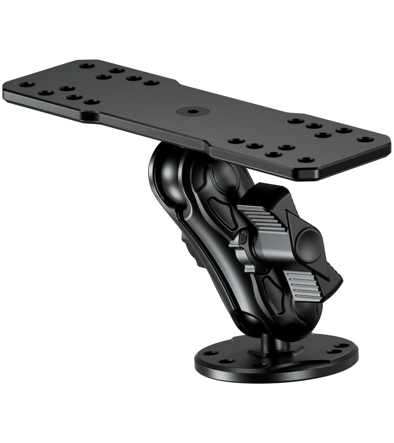 VAZESWIN 1" Ball Aluminum Alloy Fish Finder Mount with 3.5" Medium Arm | Universal AMPS Rectangular Plate, Round Base, Marine Electronic Mount Compatible with Garmin, Lowrance, Humminbird, Raymarine