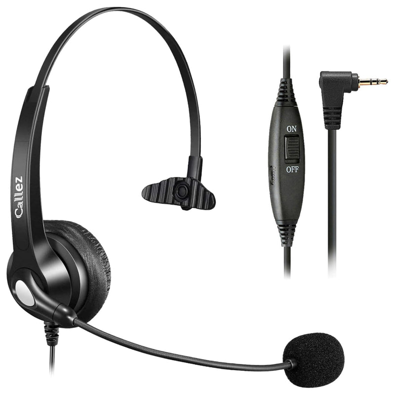 Phone Headset with Microphone Noise Cancelling & Volume Controls, 2.5mm Office Telephone Headphone for VTech Panasonic KX-TGE633M TGF352N Cisco SPA504G 508G AT&T ML17929 RCA Cordless Landline Phones Black