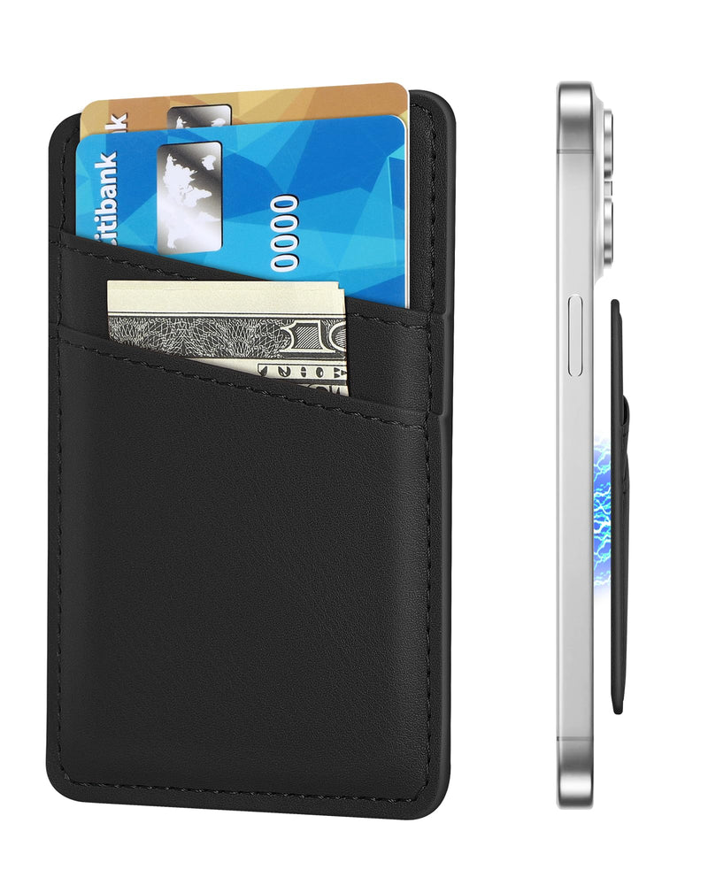 Senose Magnetic Wallet Card Holder Compatible for Magsafe Wallet, Leather Mag-Safe Wallet Card Holder for Back of Phone Compatible for iPhone 15/14/13/12 Mini/Plus/Pro/Pro Max, Mag-Safe Case (Black) A-Black