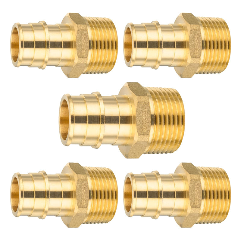 [AUSTRALIA] - 5-Pack HeSun PEX A Expansion Fitting, 3/4 Inch Male Thread Adapter,3/4" Male NPT x 3/4" Pex Expansion Adapter,ASTM F1960(PEX1960018-5) 3/4 Inch,5 Pack Male Adapter 