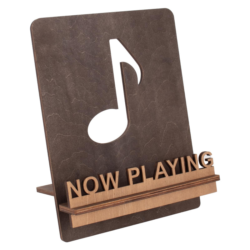 Now Playing Vinyl Record Stand, Now Playing Holder with 3D Design，Wood Record Shelf，Vinyl Holder, Retro Vinyl Record Display in Musical Note Design，Now Playing Record Holder Nowplaying