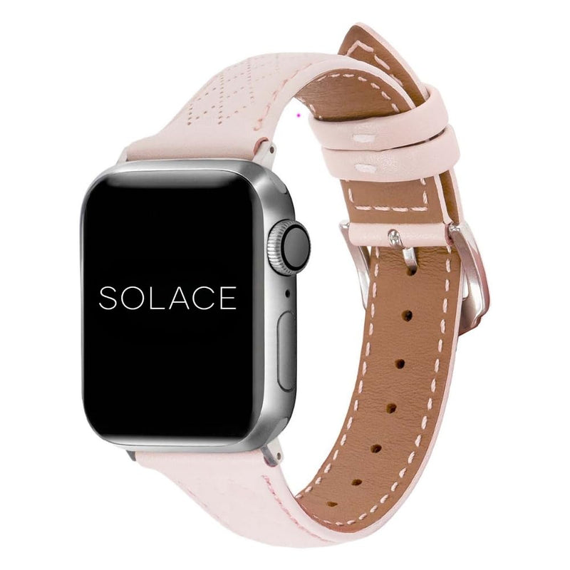 Solace Bands Allura Leather Watch Band - Compatible with Apple Watch Bands for Women and Men, Leather Watch Band for 38mm 40mm 41mm 42mm 44mm 45mm 49mm Ultra, SE and 11 10 9 8 7 6 5 4 3 2 1 38/40/41MM Champagne Pink