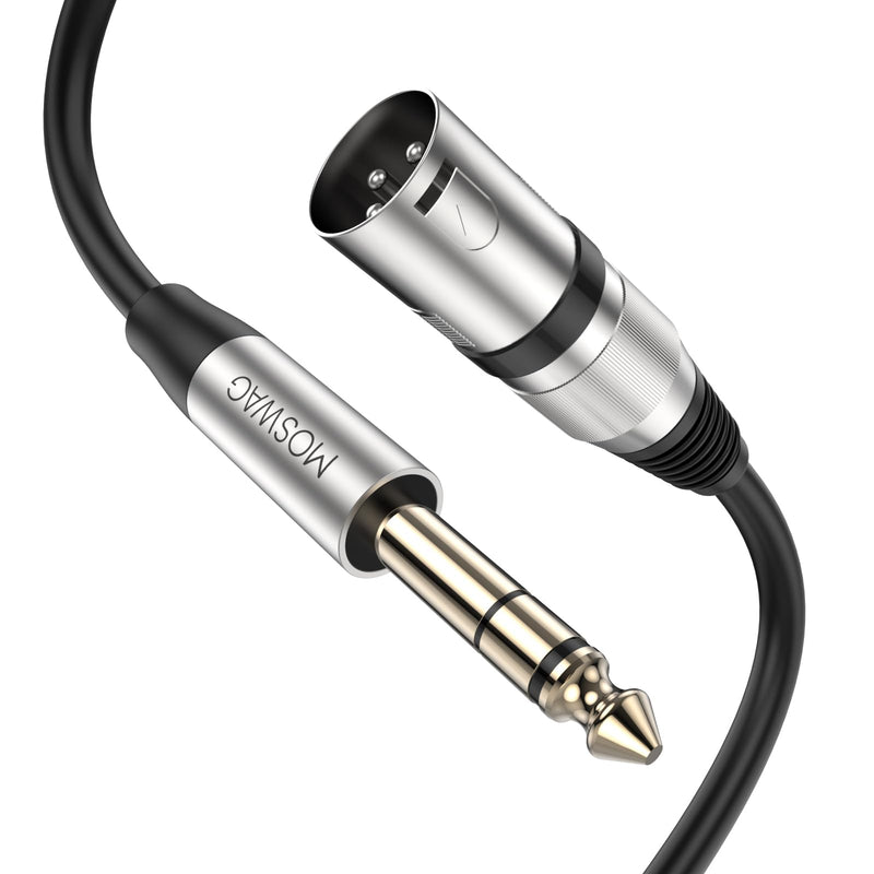 MOSWAG 6.35mm TRS Male to XLR 32.8FT/10M, 1/4 to Cannon MIC Male PVC Jacket XLR Cord, Instrument Cable, Noise-Cancelling Mic Speaker Cable for Audio Sound Consoles, Power Amplifier, Mixing Console Black