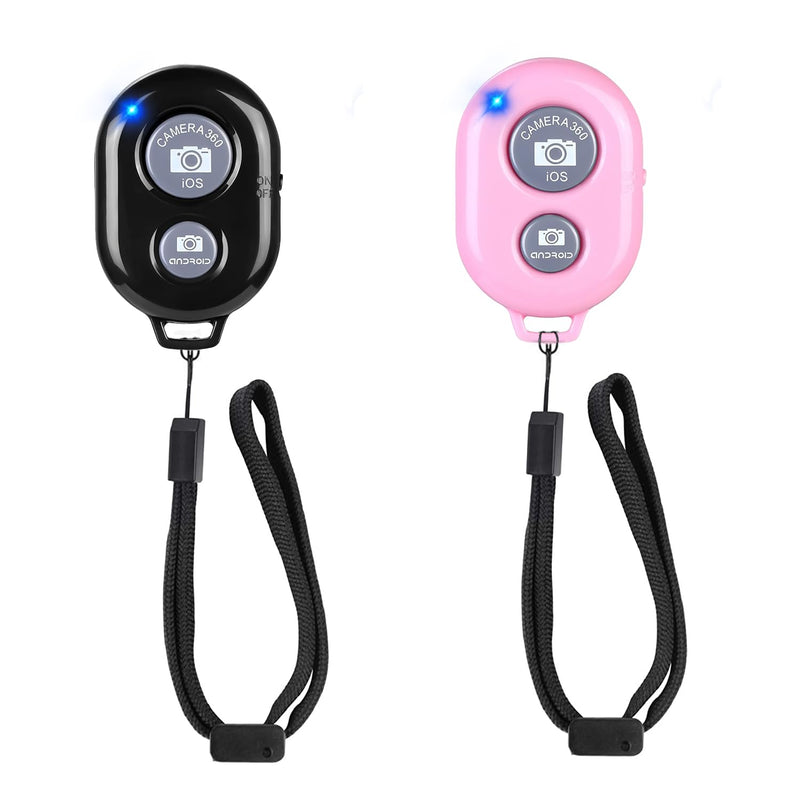 [AUSTRALIA] - Cellphone Remote Shutter for Smartphones and Tablets, AOQIYUE Wireless Camera Remote Control Compatible with iPhone/Android Cellphone Wrist Strap Included (Black+Pink) Black+Pink 