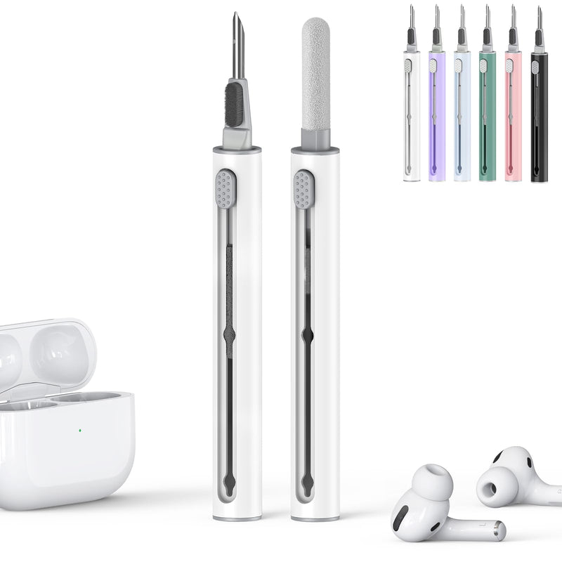 [AUSTRALIA] - Cleaner Kit for AirPods Pro 1 2 3 Earbuds,Multi-Function Cleaning Kit Pen Shape with Soft Brush Flocking Sponge Tool for Bluetooth Earphones Headphones Charging Case,Phone,Camera and Computer(White) White 