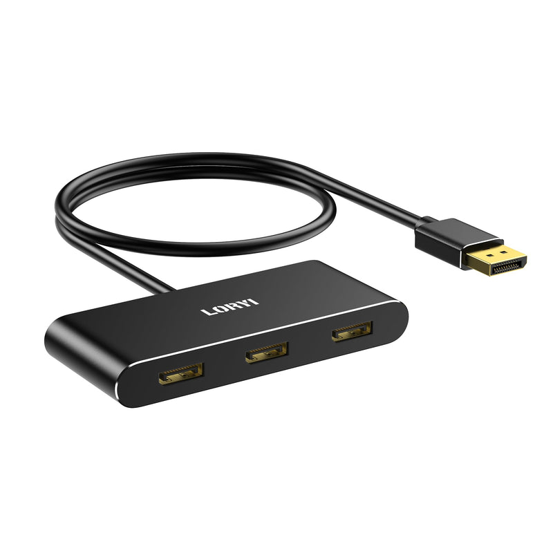 3-Port Displayport Splitter,DP1.4 to 3×DP Multi-Monitor Splitter,Single 8K, Dual 4K 120Hz,MST Displayport hub 1 in 3 Out,Windows Only
