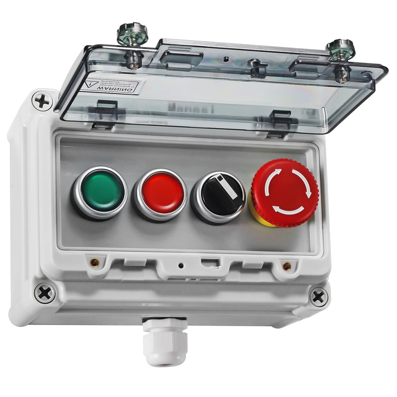 [AUSTRALIA] - Push Button Switch IP67 Outdoor Waterproof Button Switch Box Emergency Stop Button Switch,Red/Green Instantaneous Button Switch and Selection Switch with Protective Cover Anti-Misoperation Switch 
