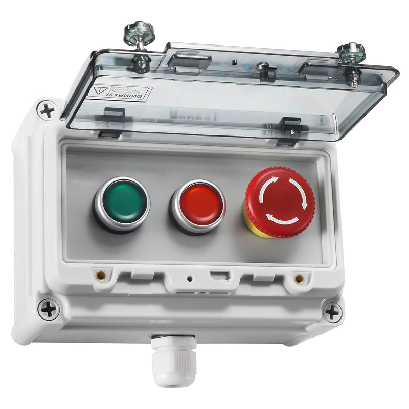 [AUSTRALIA] - Push Button Station IP67 Outdoor Waterproof Button Switch Box Emergency Stop Button Switch and Instantaneous Button Switch (Green and Red) with Protective Cover Anti-Misoperation Switch 