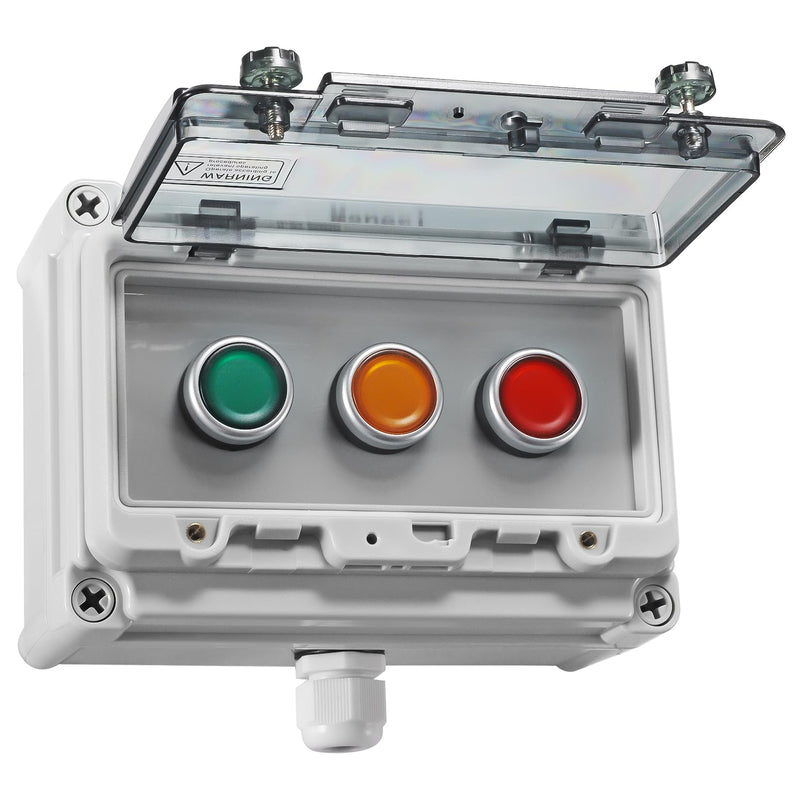 [AUSTRALIA] - Push Button Switch IP67 Outdoor Waterproof Button Switch Box Green/Yellow/Red Instantaneous Button Switch with Protective Cover Anti-Misoperation Switch 