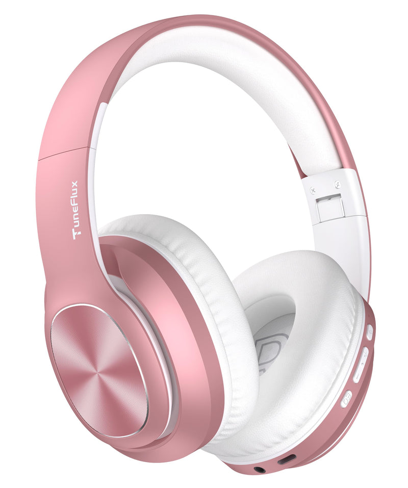 Wireless Bluetooth Headphones Over Ear, 80H Playtime, 3EQ Sound Modes, HiFi Stereo Headphones with Deep Bass, Foldable Bluetooth 5.3 Headphones for Smartphone/PC/Computer-Rose Gold Rose Gold