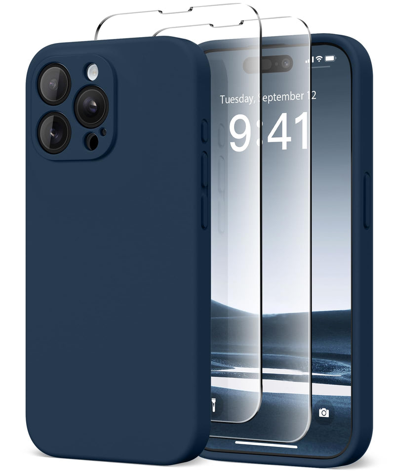 Magnetic for iPhone 15 Pro Case, Compatible with MagSafe, [Full Camera Protection][2 Screen Protectors] Silicone Shockproof Protective Phone Case for iPhone 15 Pro 6.1", Cobalt Blue