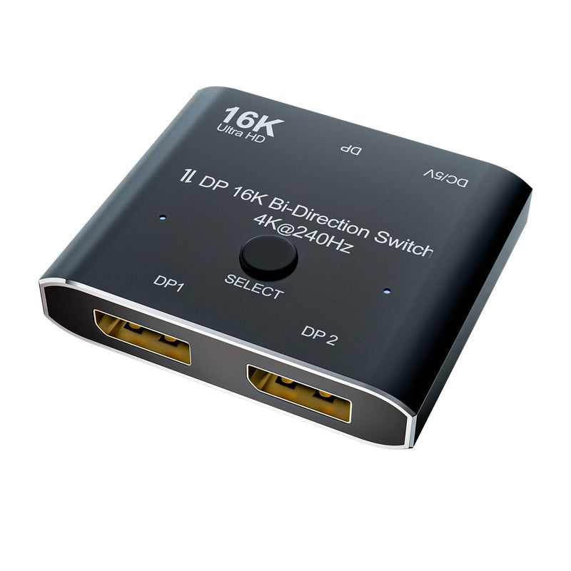 CABLEDECONN DisplayPort 2.1 8K 10K 16K DP Video Switch Bi-Direction Ultra HD 8K@120Hz 4K@240Hz Splitter Converter for Multiple Source and displays dp 16k switch 2x1