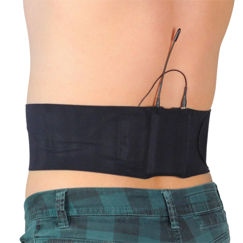 [AUSTRALIA] - URSA Waist Strap - Ultra Slim, Breathable & Stretchy Microphone Transmitter Straps. Compatible with Most Transmitter/Receivers (Black, Large Waist - Big Pouch) 