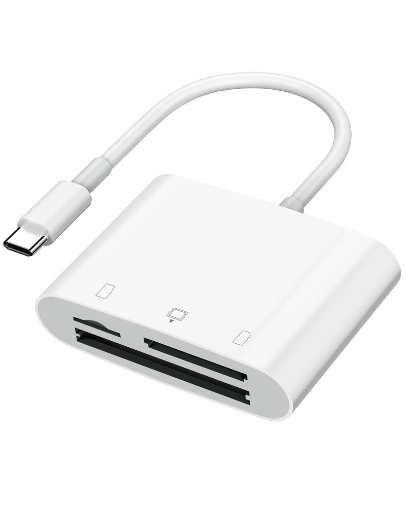 SD Card Reader USB C for iPhone 15/Android Phone/iPad/Mac/Laptop, Three Card Slot Micro SD Card Reader Supports SD Micro SD CF Card, Digital Camera Viewer Memory Card Reader Plug and Play three slot (USB-C)