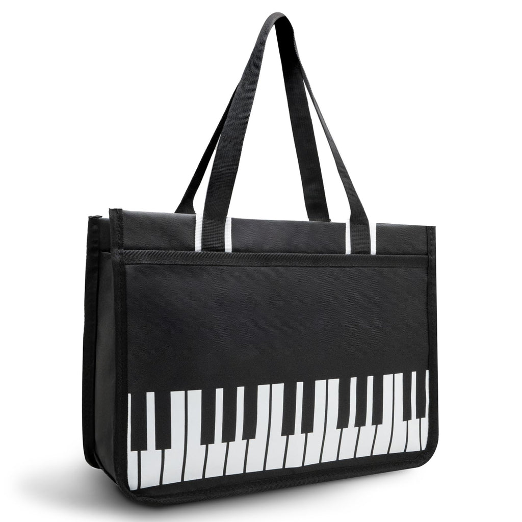 BestSounds Piano Bag, Zipper Waterproof Music Book Tote Bag Piano Accessories for Women, Gifts for Musicians Black