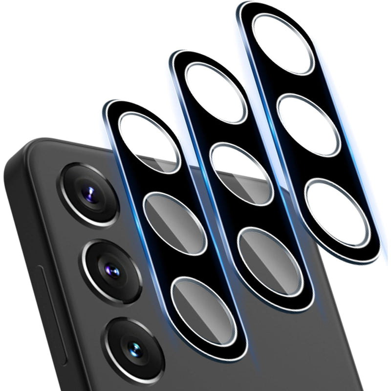 DEERLAMN (3-Packs for Samsung Galaxy S24 Camera Lens Protector(6.2 Inch),9H Hardness Anti Scratch Easy Installation Tempered Glass - Black