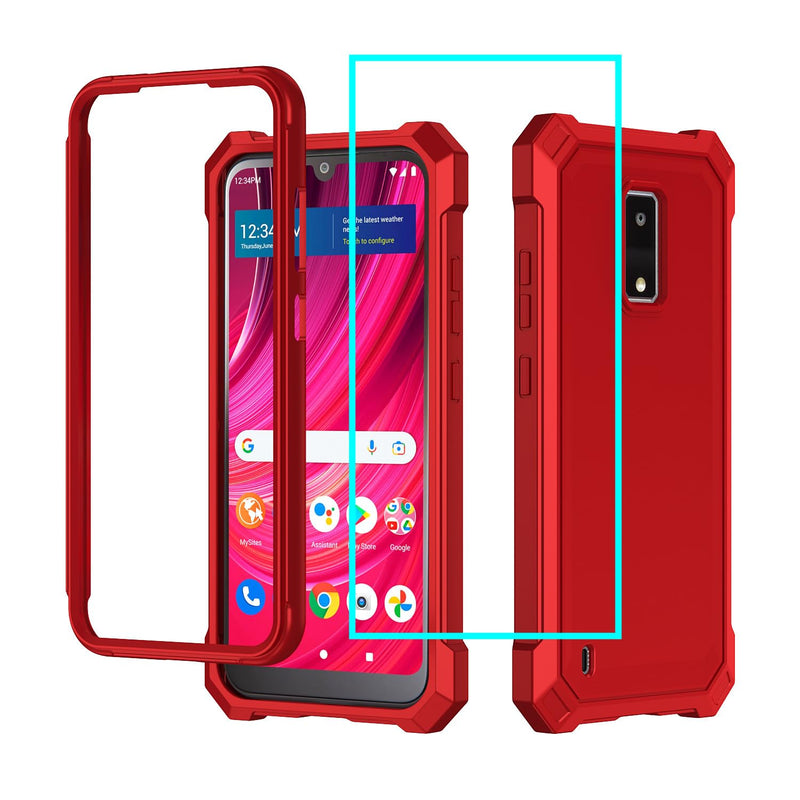 for BLU View 4 Case with Screen Protector,Blu View 4 Phone Case Front Back Full Body Protective Soft TPU Bumper Raised Corner Edge Military Grade Shockproof Cover for BLU View4 B135DL Red