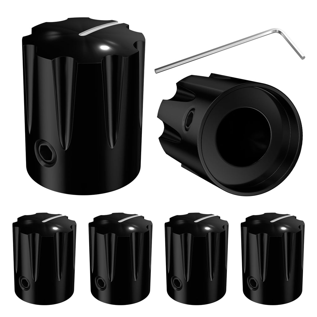 DaierTek Guitar Pedal Knob Metal 6.35MM Potentiometer Knob 1/4 Shaft Control Knob Black Aluminum Apilifier Knob with Set Screw for Effect Pedal AMP Replacement -6pcs