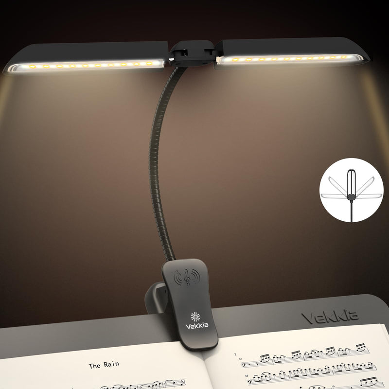 Vekkia 64 Led Rechargeable Music Stand Light, Folding Clip On Piano Lamp, Portable Professional 5 Brightness×3 Color Temperature, Perfect for Grand Piano, Book Reading.