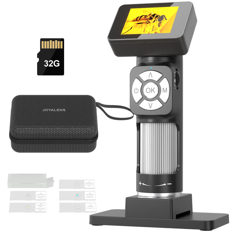 [AUSTRALIA] - JL112 Handheld Microscope for Kids Adults, Portable Digital Microscope with 2" LCD Screen, 1080P USB Pocket Microscope Camera with 8 LED Lights, PC View, Microscope Slide Kit, 32GB 